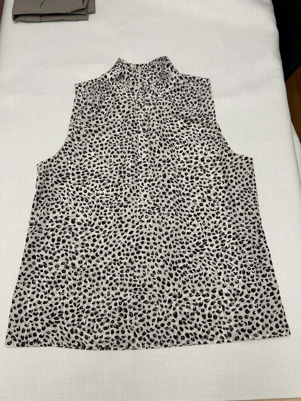 J.Crew Sleeveless Animal Print Ruffle Neck Blouse